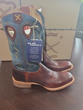 Twisted X Men’s Brown Foot & Blue Embroidered Shaft Western Boots
